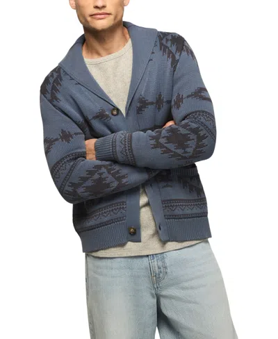 Lucky Brand Men's Southwestern Shawl Collar Cardigan Sweater In Vintage Indigo