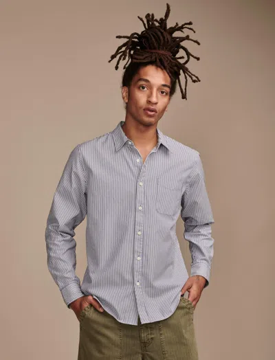 Lucky Brand Men's Striped One Pocket Long Sleeve Shirt In Blue
