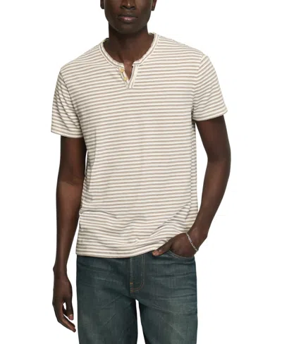 Lucky Brand Men's Striped Venice Burnout Notch Neck T-shirt In Cream Multi