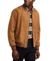 Lucky Brand Suede Bomber Jacket In Dark Tan