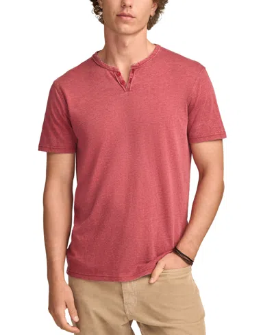 Lucky Brand Men's Venice Burnout Notch Neck Tee T-shirts In Rio Red