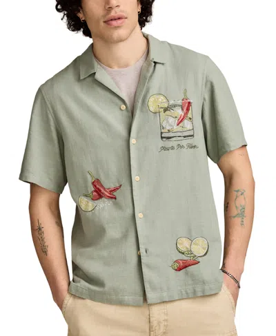 Lucky Brand Men's Vice Short Sleeve Button-front Graphic Camp Shirt In Gray