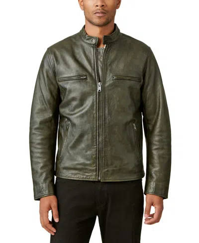 Lucky Brand Men's Washed Leather Zip-front Bonneville Jacket In Washed Black