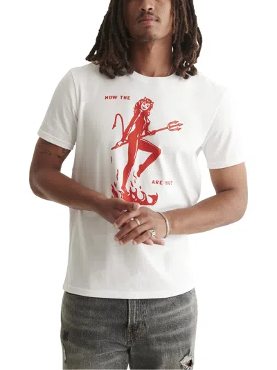 Lucky Brand Mens Cotton Graphic Graphic T-shirt In White