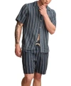 Lucky Brand Mens Regular Fit Stripe Button Down Camp Shirt Regular Fit Stripe 7 Drawstring Shorts In Blue Stripe