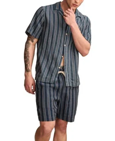 Lucky Brand Mens Regular Fit Stripe Button Down Camp Shirt Regular Fit Stripe 7 Drawstring Shorts In Blue Stripe