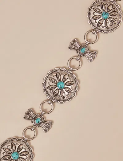 Lucky Brand Metal Turquoise Chain Belt In Metallic