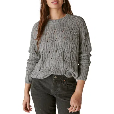 Lucky Brand Metallic Thread Cable Sweater In Gray