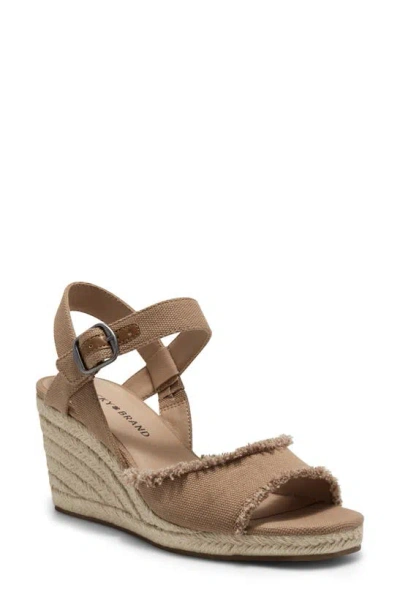 Lucky Brand Mindra Womens Canvas Ankle Strap Espadrille Heels In Brown