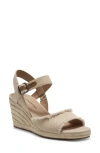 Lucky Brand Mindra Womens Canvas Ankle Strap Espadrille Heels In Macadamia