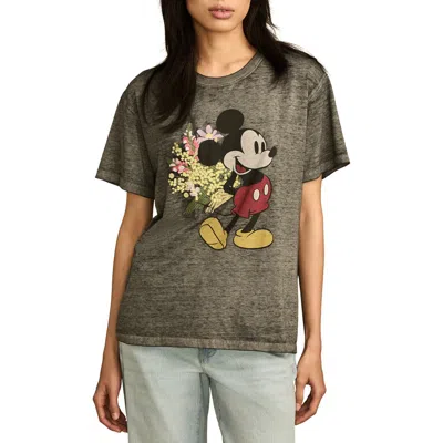 Lucky Brand Minnie Mouse Flowers Graphic T-shirt In Heather Grey