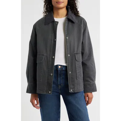 Lucky Brand Missy Cotton Blend Barn Jacket In Gray
