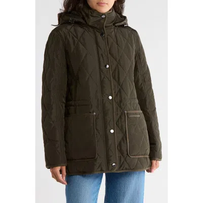 Lucky Brand Missy Diamond Quilt Puffer Jacket In Green