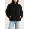 Lucky Brand Missy Faux Fur Teddy Puffer Jacket In Black