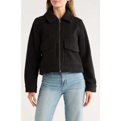 Lucky Brand Missy Zip Up Crop Jacket In Black
