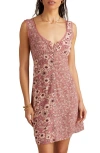 Lucky Brand Mix Print Sleeveless Minidress In Brown