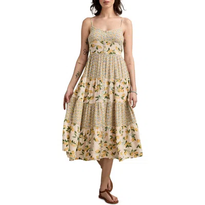 Lucky Brand Mix Print Tiered Midi Dress