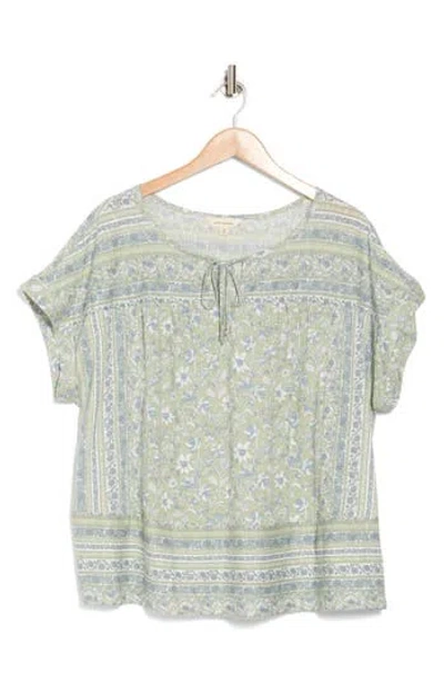 Lucky Brand Mix Print Top In Green