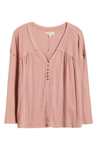 Lucky Brand Mixed Media Henley In Ash Rose