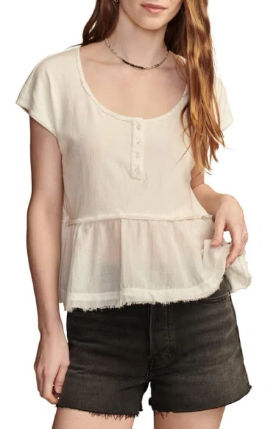 Lucky Brand Mixed Media Henley Top In White