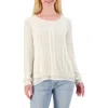 Lucky Brand Mixed Media Lurex Crew Sweater In Birch