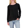 Lucky Brand Mixed Media Lurex Crew Sweater In Jet Black