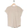 Lucky Brand Mixed Media Short Sleeve Cotton & Modal Henley In Dove