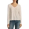 Lucky Brand Mixed Waffle Knit Cotton Top In Neutral