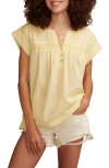 LUCKY BRAND MODERN SMOCKED COTTON POPOVER TOP