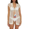 Lucky Brand Morro Hooded Fishnet Cover-up Tunic In White