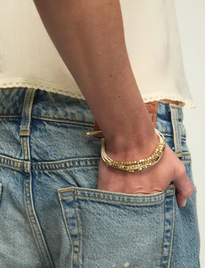 Lucky Brand Multi Layered Beaded Pull-tie Bracelet In Silver