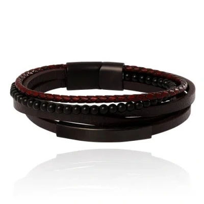 Lucky Brand Multilayer Braided Leather And Bead Bracelet, Brown & Black