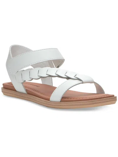 Lucky Brand Natany Womens Leather Ankle Strap Slingback Sandals In White