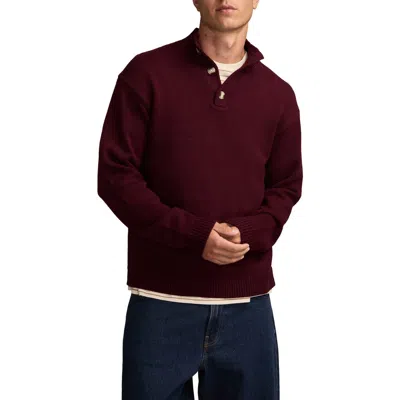 Lucky Brand Nep Half Button Sweater In Brown