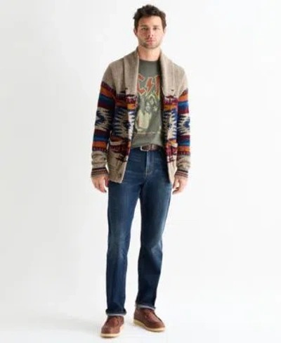 Lucky Brand Neutral Combo Shawl Collar Cardigan Sweater Acdc Tour Crewneck T Shirt Paired With The 410 Athletic  In Blue