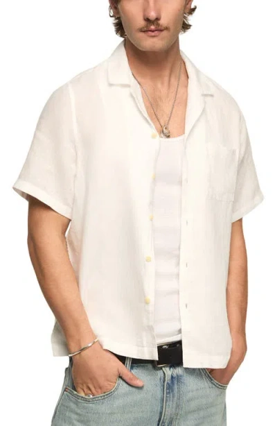 Lucky Brand Notch Collar Short Sleeve Button-up Shirt In White