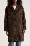 Lucky Brand Notch Lapel Faux Leather Trim Western Coat In Animal Print