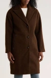 Lucky Brand Notch Lapel Faux Leather Trim Western Coat In Brown
