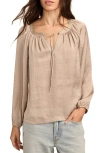 Lucky Brand Notch Neck Peasant Top In Stone
