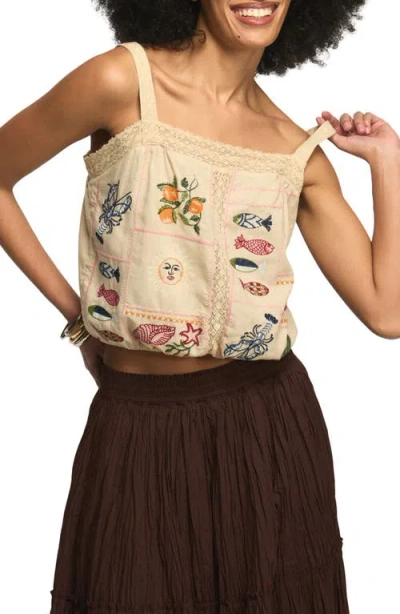 Lucky Brand Novelty Embroidered Sleeveless Top In Multi