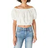 Lucky Brand Off The Shoulder Lace Crop Top In White