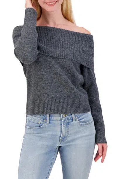 Lucky Brand Off-the-shoulder Sweater In Charcoal Heather