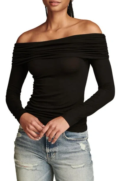 Lucky Brand Off The Shoulder Top In Jet Black