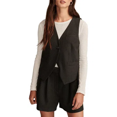 Lucky Brand One Button Vest In Grey Check