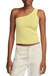 Lucky Brand One-shoulder Rib Tank In Lime Sherbet