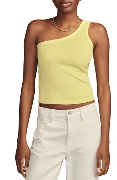 Lucky Brand One-shoulder Rib Tank In Lime Sherbet