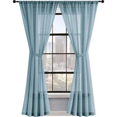 Lucky Brand Onyx Textured Sheer Set Of 2 Curtain Panels In Denim Blue