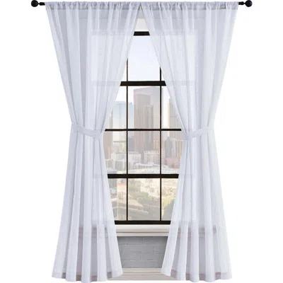 Lucky Brand Onyx Textured Sheer Set Of 2 Curtain Panels In White