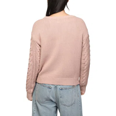 Lucky Brand Open Cable Crewneck Sweater In Pink