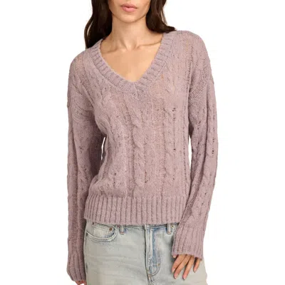 Lucky Brand Open Cable Stitch Sweater In Minimal Gray